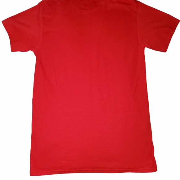 Adult NWT Short Sleeve Crew Neck Tee "Rock Paper Scissors" Red and White 577 - Picture 2 of 3